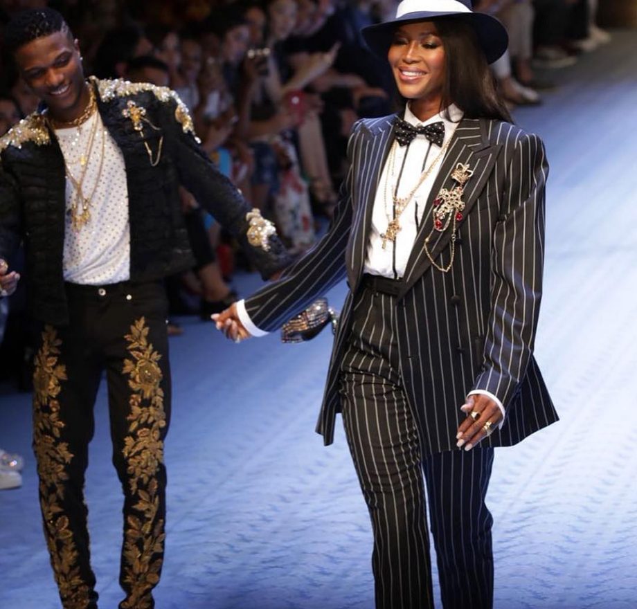 Wizkid models for Dolce and Gabbana in Italy making history